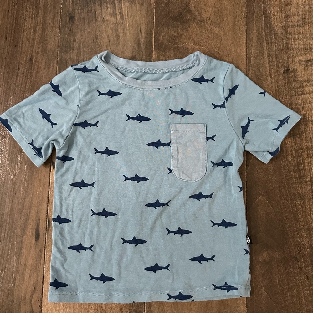 KYTE BABY Blue Shark Print T-Shirt